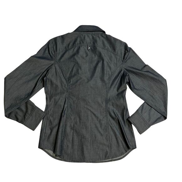 Express Womens Button Down Shirt Medium Roll Tab Sleeve Blue - Picture 3 of 8